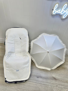 Beige/Cream Stroller Liner & Parasol